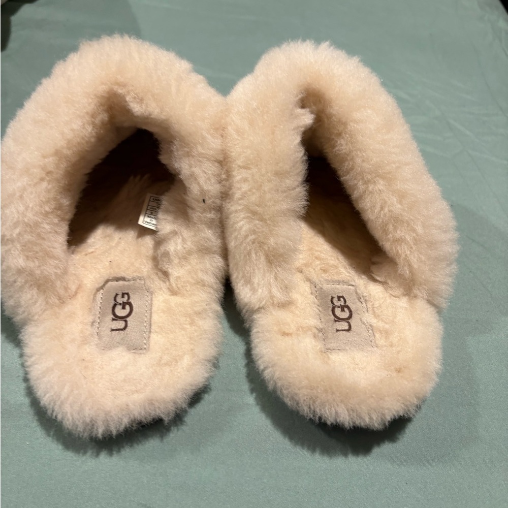 UGG Tan and Cream Shearling Slippers - Picture 2 of 3